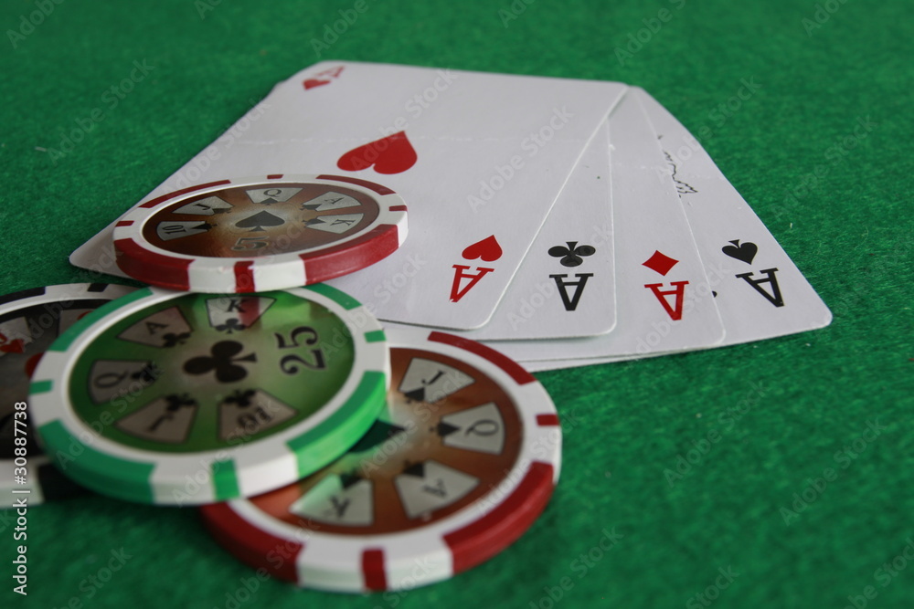 Poker - Chips Spielkarten Ass 22 Stock Photo | Adobe Stock