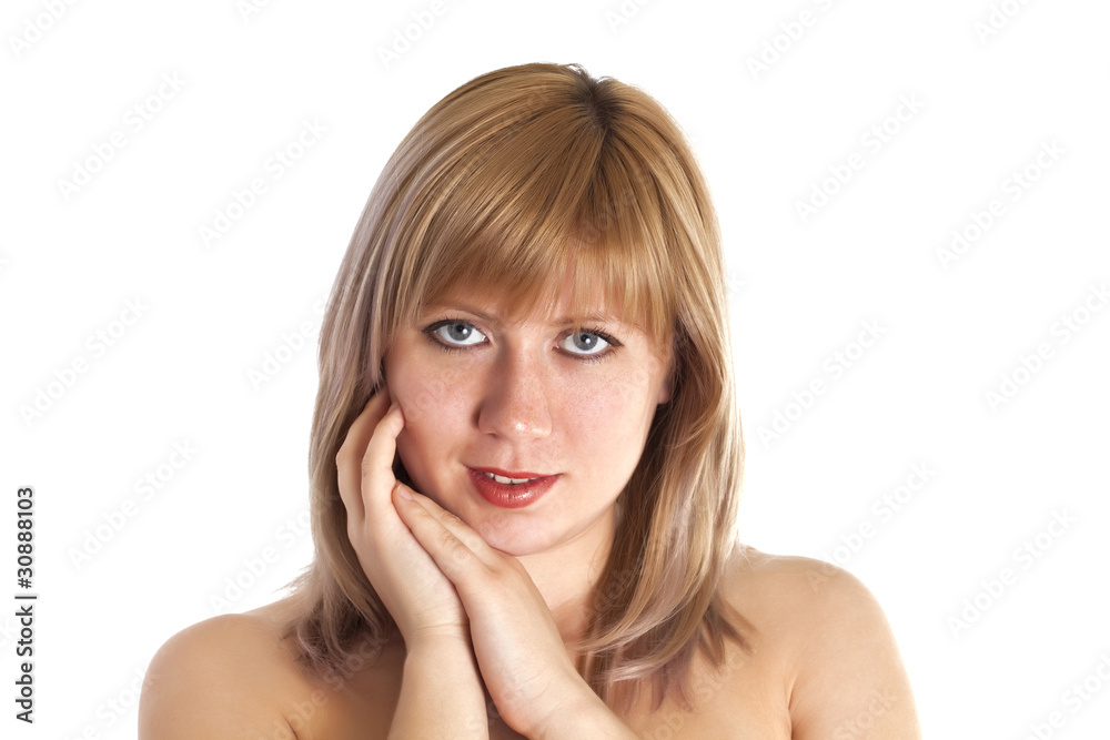 beautiful blonde girl on white background beautiful blonde girl on white background