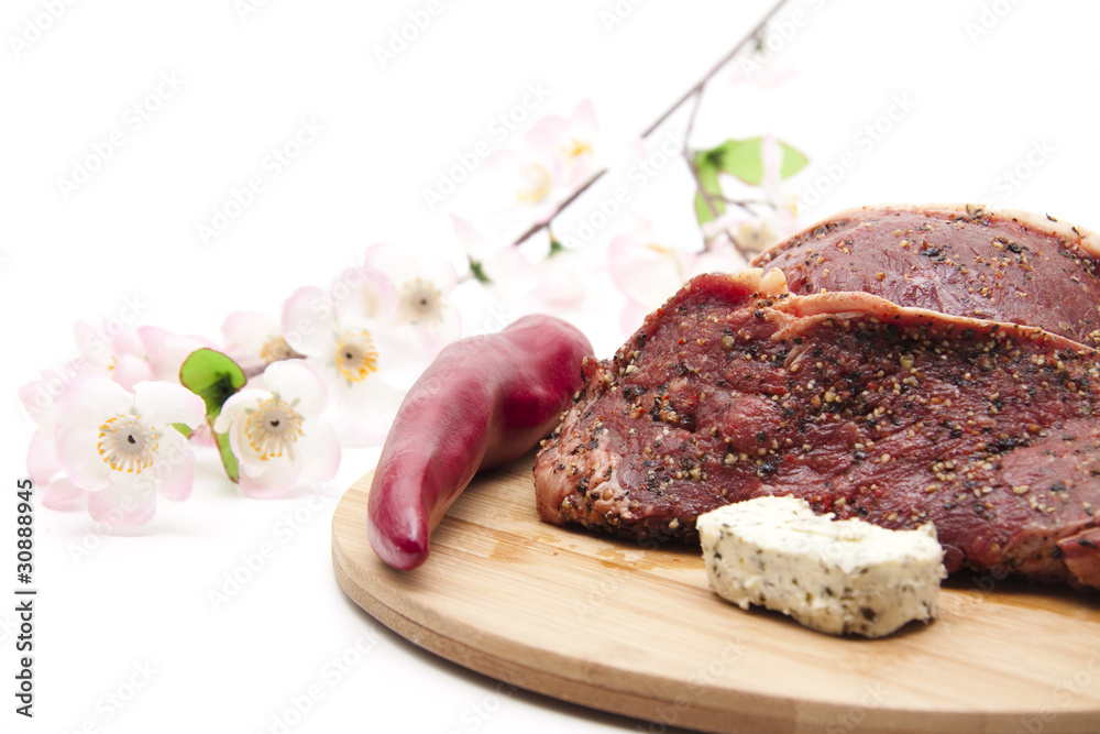 Rumpstek mit Peperoni und Kräuterbutter Rumpstek mit Peperoni und Kräuterbutter