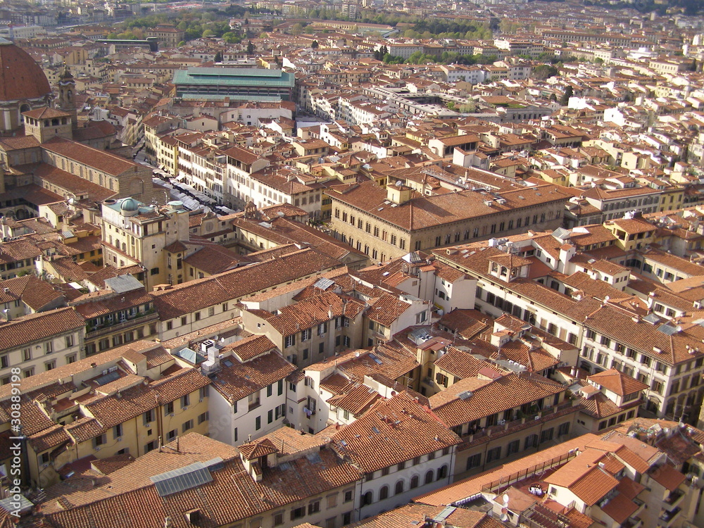 Fototapeta premium Florence - aerial view from the top of the Cathedral dome (BHrunelleschi's dome)