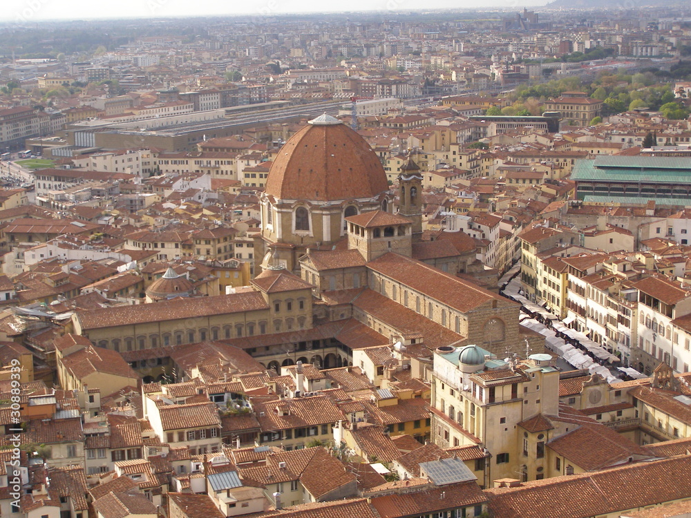 Fototapeta premium Florence - aerial view from the top of the Cathedral dome (Brunelleschi's dome)