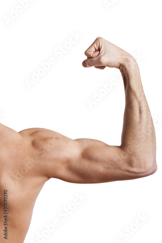 Fototapeta Close up of man's muscular arm