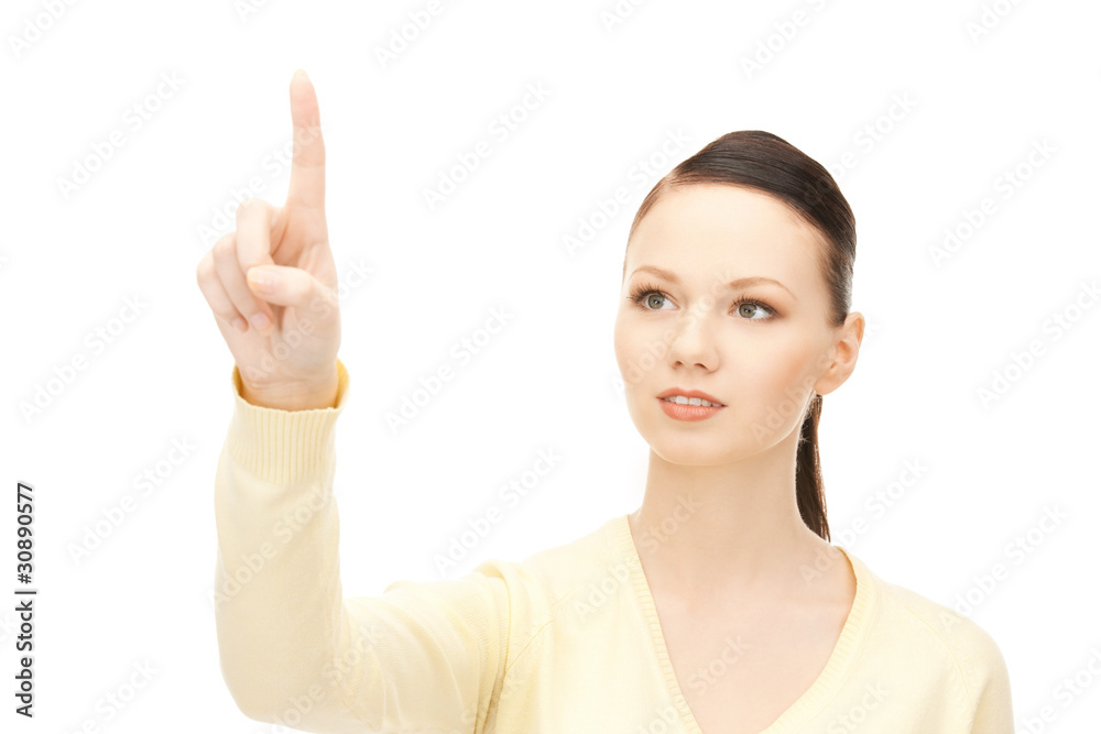 businesswoman working with something imaginary businesswoman working with something imaginary