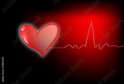 Corazón con electrocardiograma