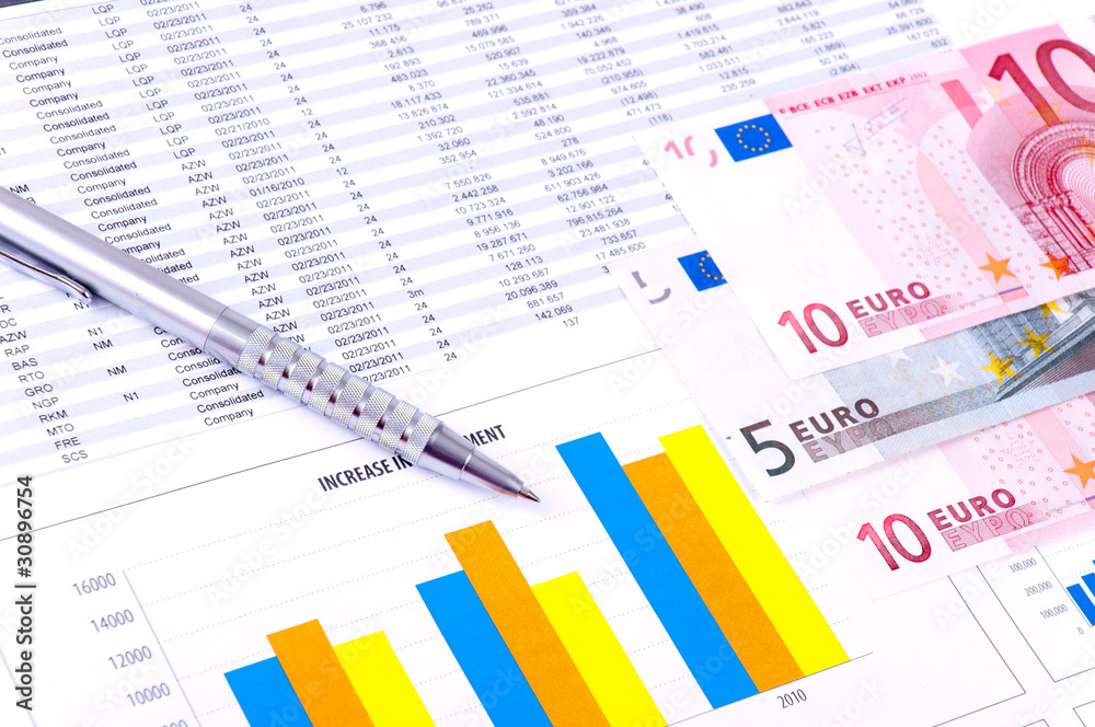 Financial Analysis with charts and european currency Financial Analysis with charts and european currency