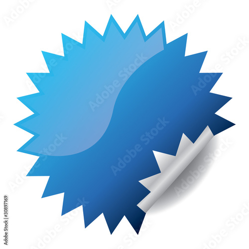 Button Set - Aktionskleber, Sticker Rund zackig - blau