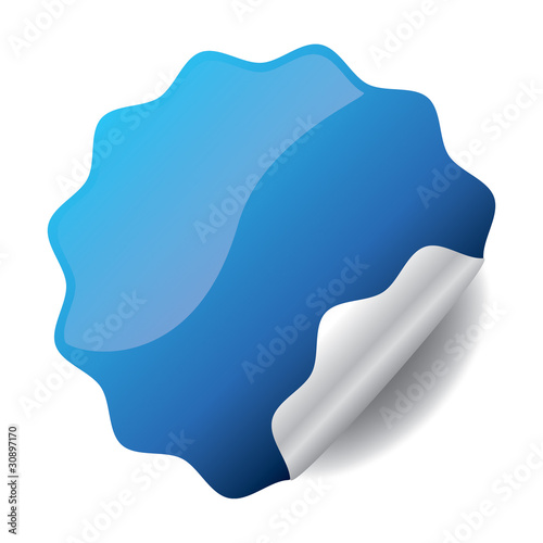 Button Set - Aktionskleber, Sticker Rund wellig - blau
