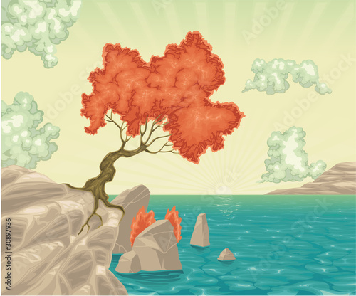 Romantic landscape. Vector ...