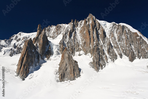 Mont Blanc massif from Mer de Glace glacier photo