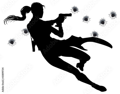Gunfight action woman
