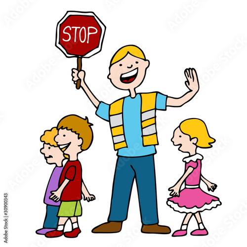 Crossing Guard and Children Walking