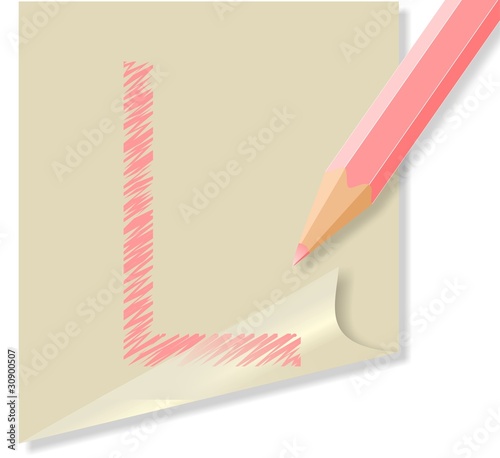 Post it con lettera L, in vettoriale
