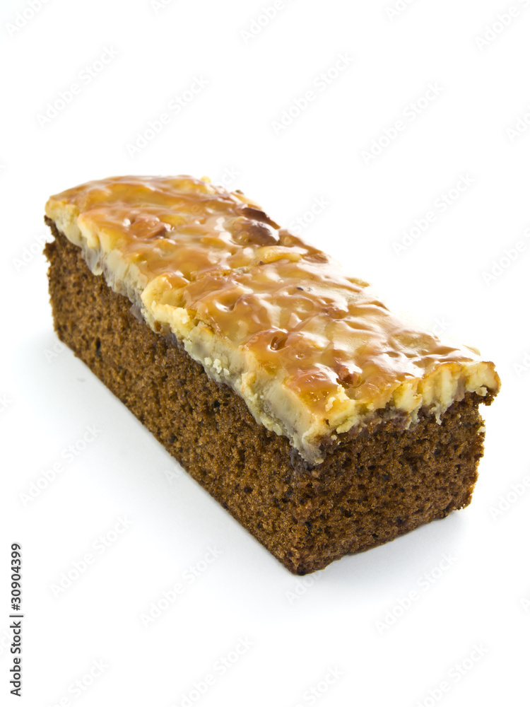 Toffee cake isolated on white background Toffee cake isolated on white background