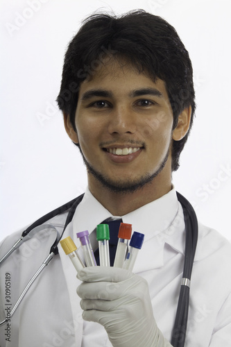 Картината върху платно medical doctor with evacuated tubes for blood test.