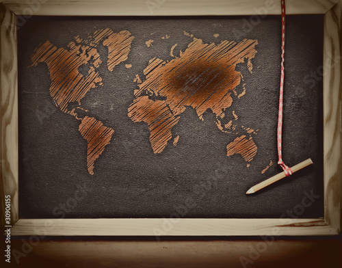 grunge world map sketch