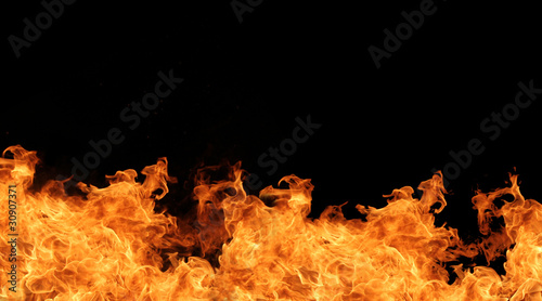 Isolated fire flames isolated on black background