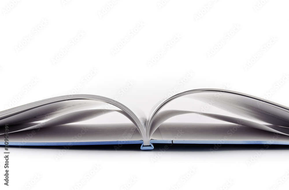 Open book on white background Open book on white background