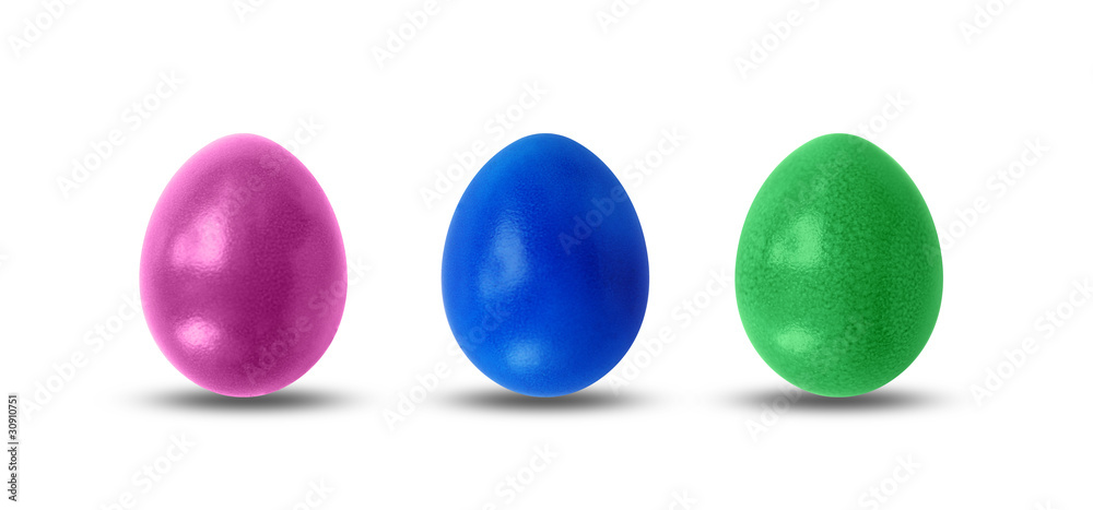 Bunte Ostereier auf weissem Hintergrund Bunte Ostereier auf weissem Hintergrund