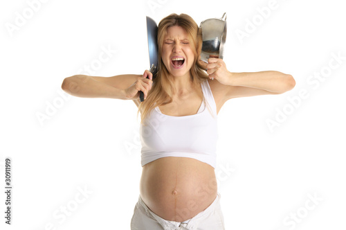 Dissatisfied with the pregnant woman Fototapet