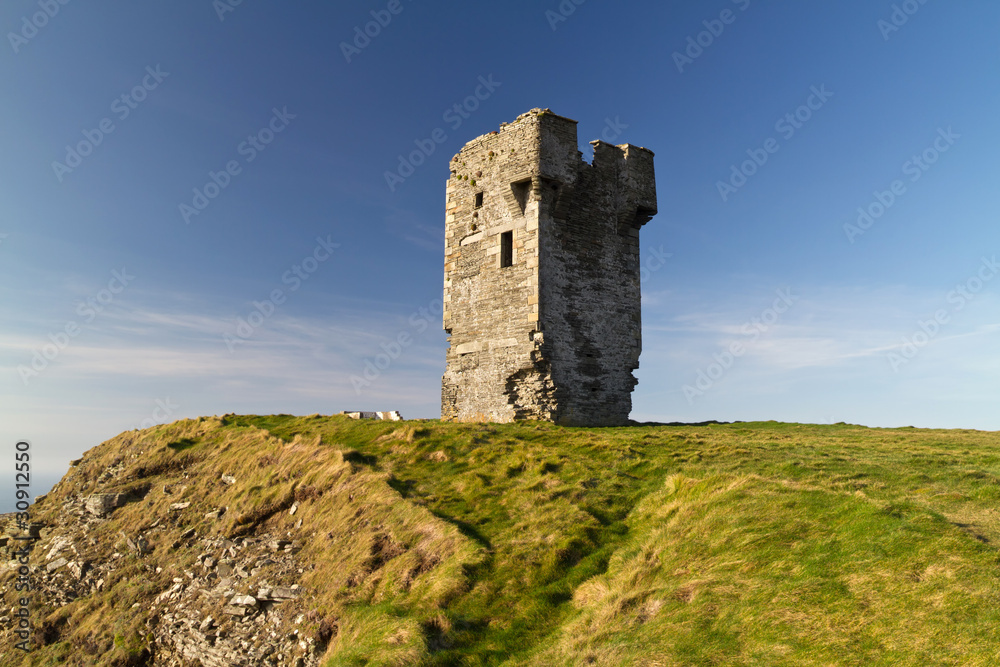 Ruins of old castle on Cliffs of Moher - Ireland