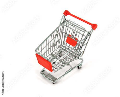 shopping carts over white background