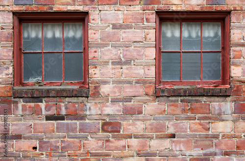 Ugly Old red brick wall windows