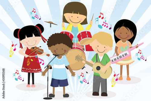 Music band of four little kids