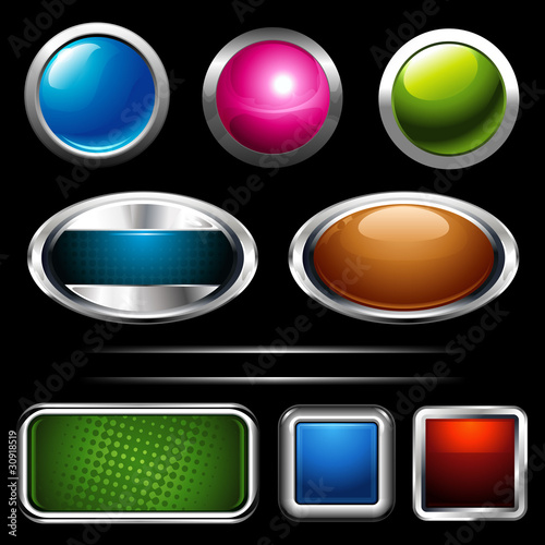 Shiny Web Buttons Metal (Colored)