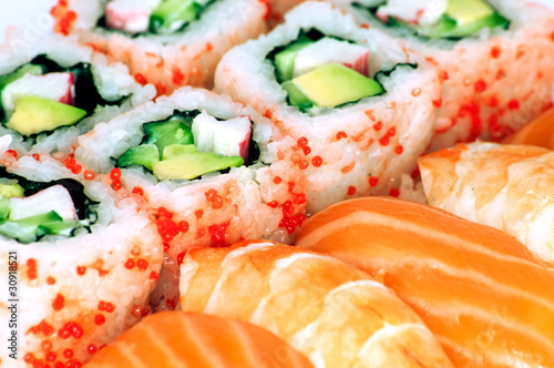 California maki and sushi close up