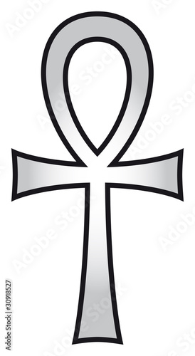 Ankh, also known as key of life, key of Nile, crux ansata - ancient Egyptian hieroglyphic character represents the concept of eternal life. Illustration on white background.