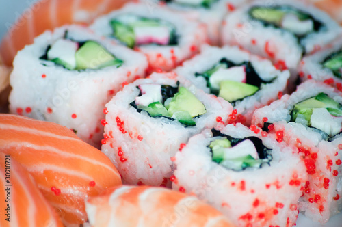 California maki and sushi close up