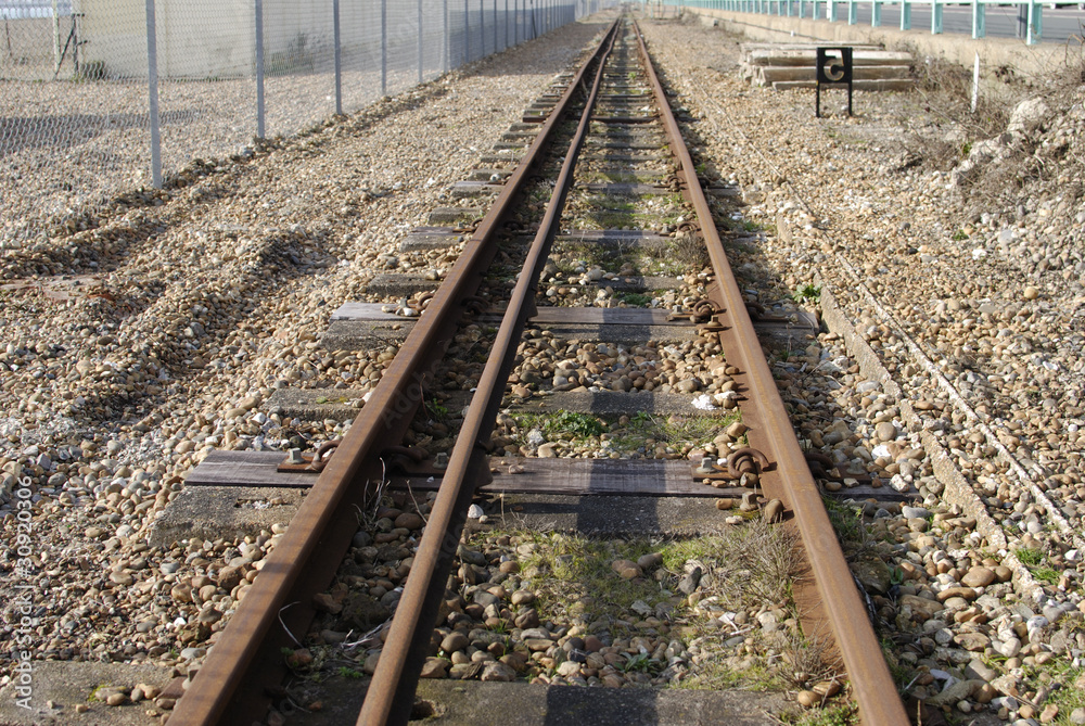 Railway line on Brighton Beach. East Sussex. England