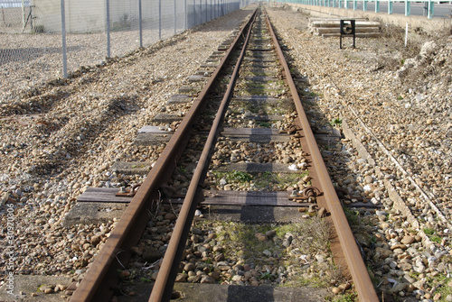 Railway line on Brighton Beach. East Sussex. England
