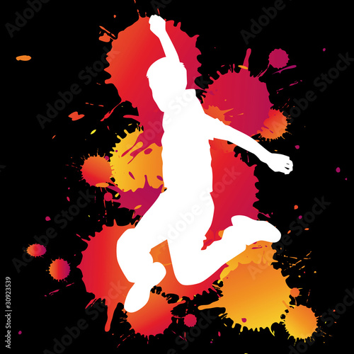 enfant saute couleur jump bonheur