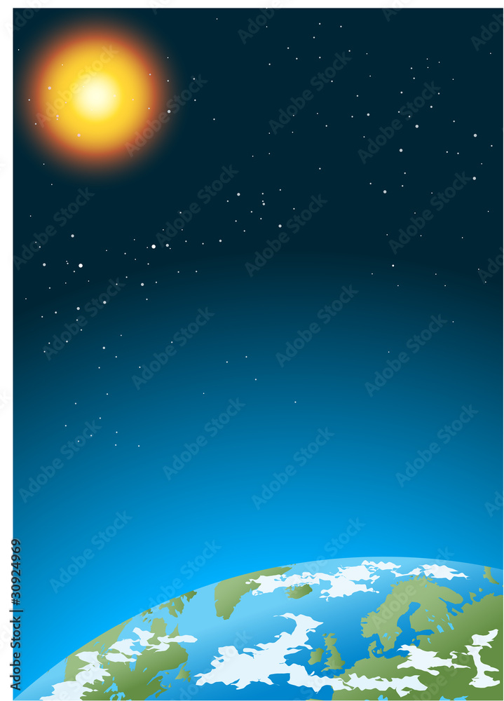 Fototapeta premium Earth and the rising Sun