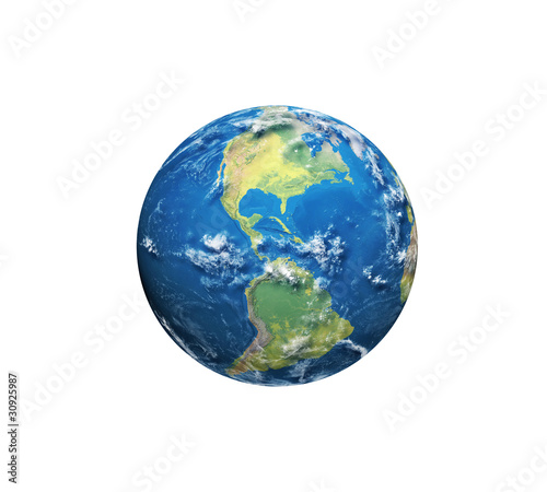 3D render of planet Earth showing North and South America