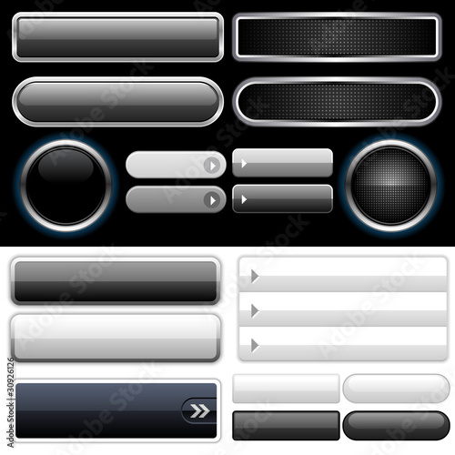 Shiny Web Buttons Mixed Black