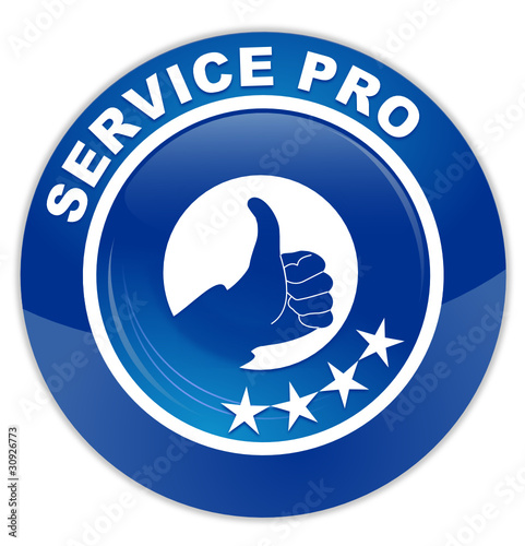 service pro sur bouton rond bleu