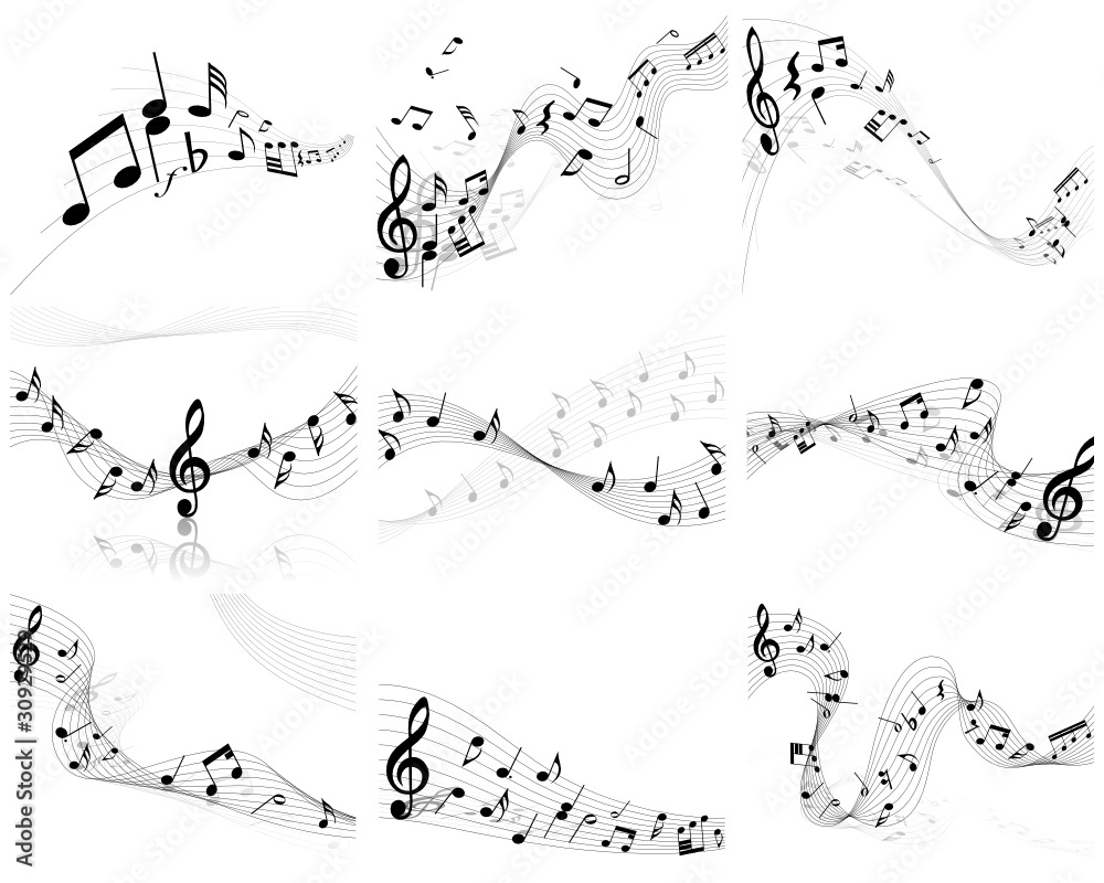 musical notes backgrounds set