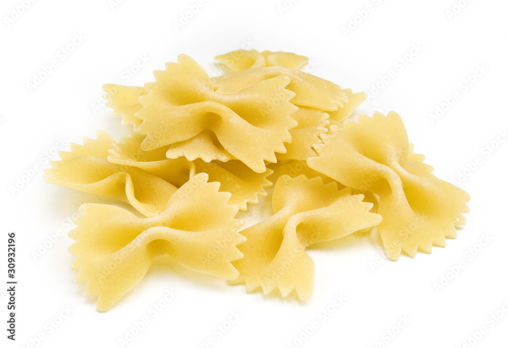 Farfalle pasta on white Farfalle pasta on white