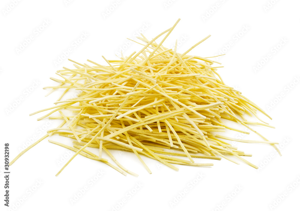 Pasta noodles on white
