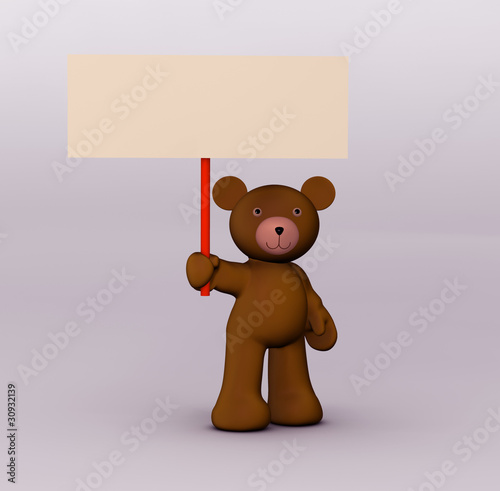 oso sosteniendo un cartel photo