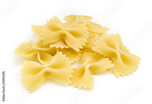 Farfalle pasta on white
