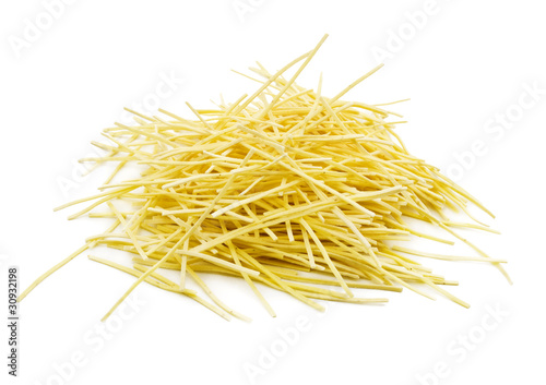 Pasta noodles on white