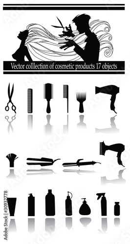 vector collection of hairdresser's equipment