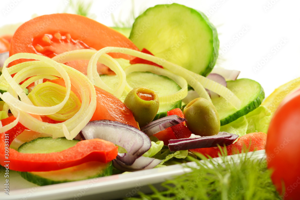 Composition with vegetable salad with olives.. Composition with vegetable salad with olives..