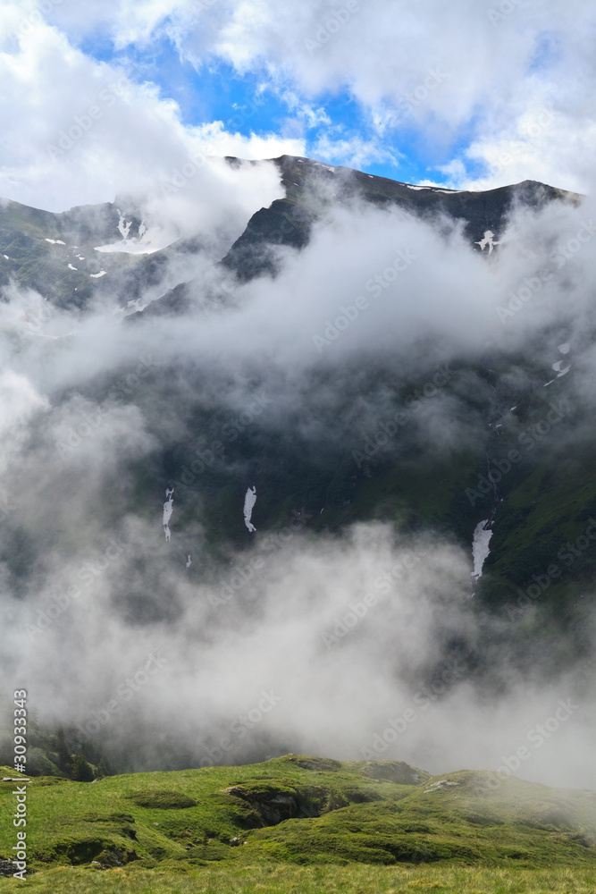 mountains and clouds