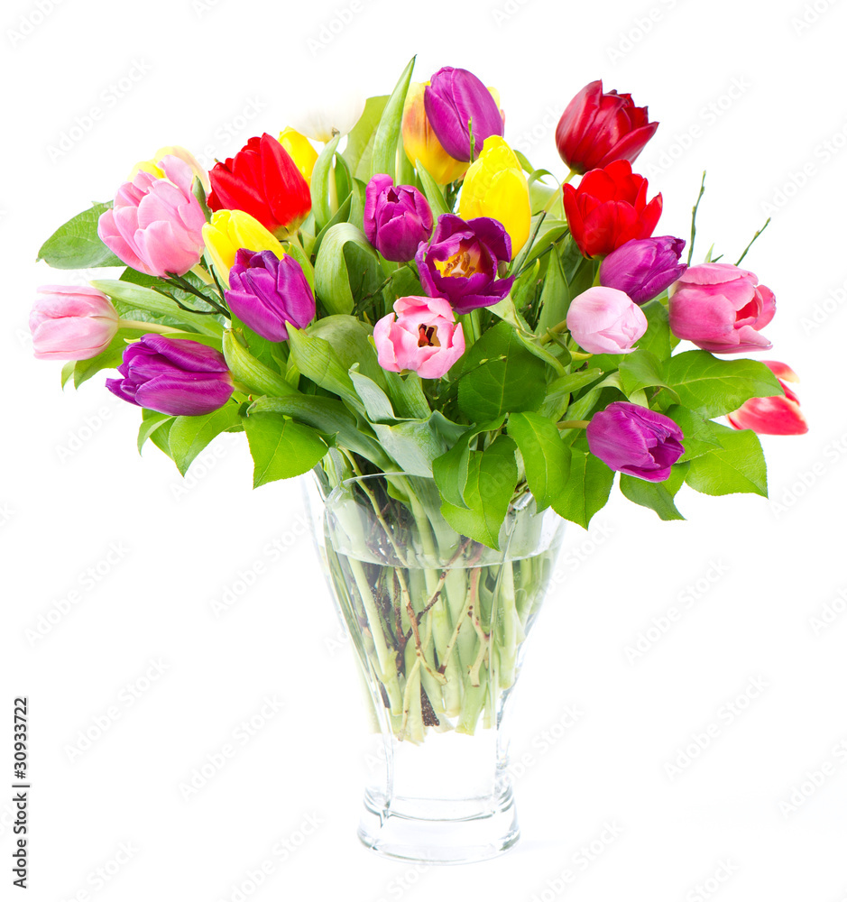 colorful bouquet of fresh tulip flowers