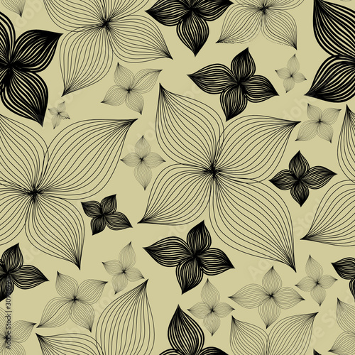 Vector Seamless floral pattern with lilly flower