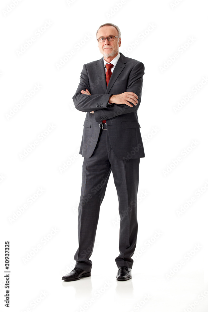Respectable senior businnes man standing on white backround Respectable senior businnes man standing on white backround